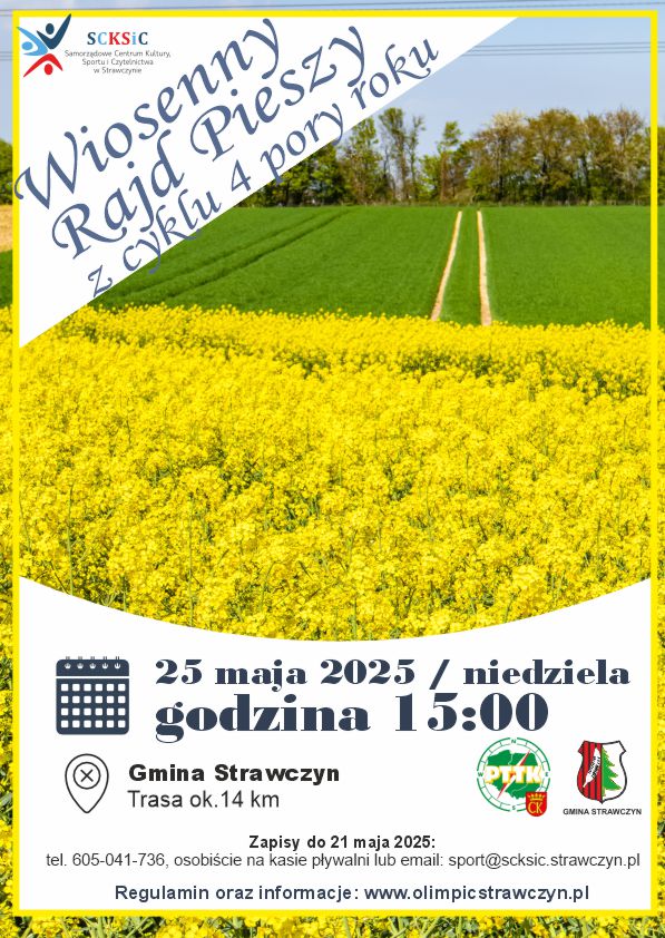 Plakat wiosna 2025 rajd pieszy